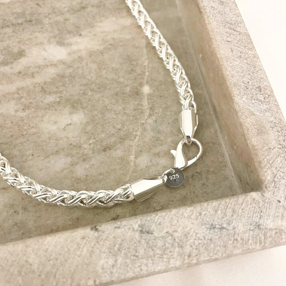 925 Sterling Silver Chain Link Necklace Thick Chunky Silver Statement Necklace - Picture 4 of 5